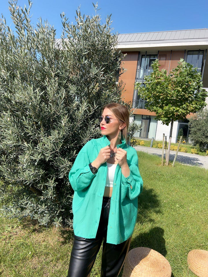 Yeşil Tencel Gömlek