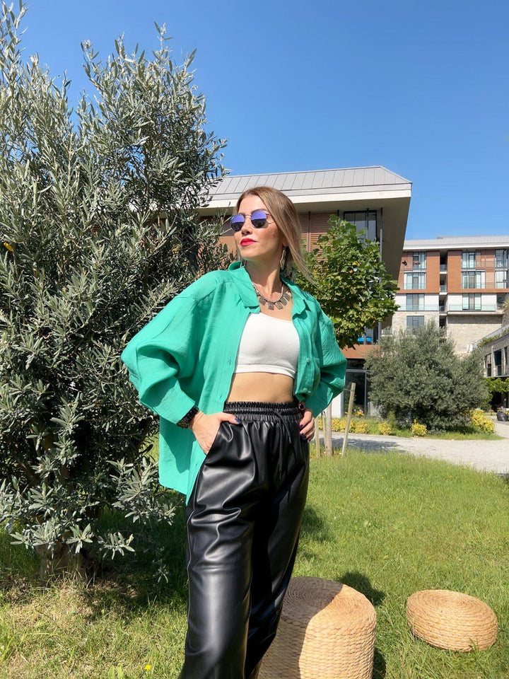 Yeşil Tencel Gömlek
